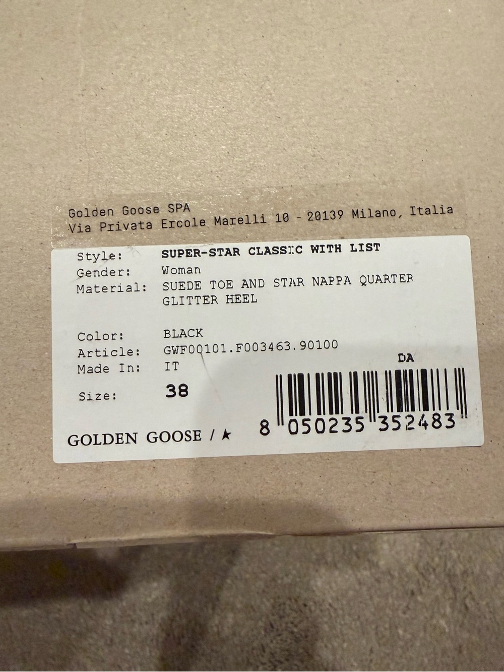 Golden Goose Black Leather Low-Top Sneakers with Glitter Heel - Picture 8 of 8